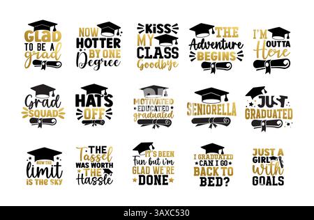 Graduation Bundle EPS File, easy editing Stock Vector