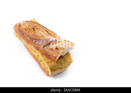 Spanish potato omelette sandwich isolated on white background Stock Photo