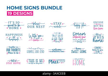 Home Signs Bundle t-shirt design Stock Vector