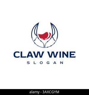 Crab Claw with Wine Cup for Classic Restaurant Logo Design Vector Illustrator Stock Vector