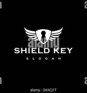 Winged Shield Keyhole Security Logo Vector Stock Vector