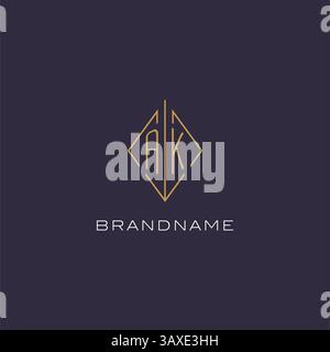 Initial letter AK logo monogram with diamond rhombus style design ideas vector graphic Stock Vector