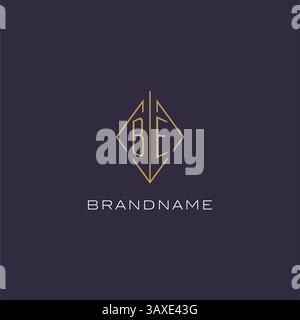Initial letter BE logo monogram with diamond rhombus style design ideas vector graphic Stock Vector