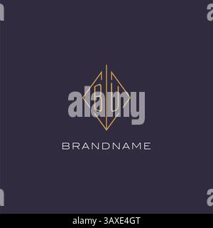 Initial letter BU logo monogram with diamond rhombus style design ideas vector graphic Stock Vector