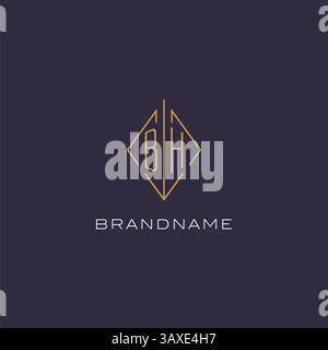 Initial letter BH logo monogram with diamond rhombus style design ideas vector graphic Stock Vector