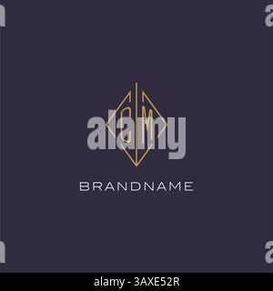 Initial letter CM logo monogram with diamond rhombus style design ideas vector graphic Stock Vector