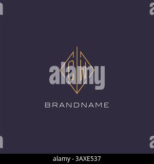 Initial letter CW logo monogram with diamond rhombus style design ideas vector graphic Stock Vector