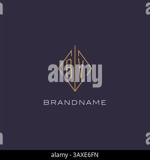 Initial letter BV logo monogram with diamond rhombus style design ideas vector graphic Stock Vector