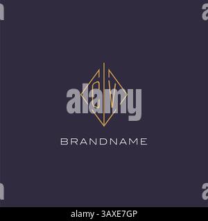 Initial letter CV logo monogram with diamond rhombus style design ideas vector graphic Stock Vector