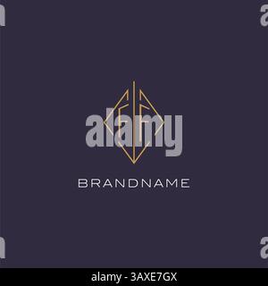 Initial letter FF logo monogram with diamond rhombus style design ideas vector graphic Stock Vector