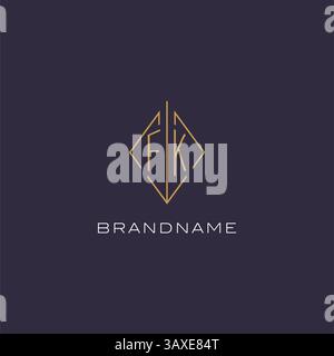 Initial letter FK logo monogram with diamond rhombus style design ideas vector graphic Stock Vector
