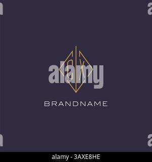 Initial letter CX logo monogram with diamond rhombus style design ideas vector graphic Stock Vector