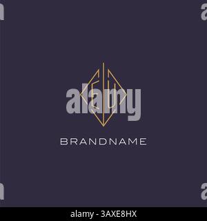 Initial letter EU logo monogram with diamond rhombus style design ideas vector graphic Stock Vector
