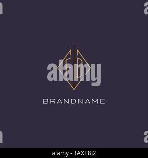 Initial letter FD logo monogram with diamond rhombus style design ideas vector graphic Stock Vector