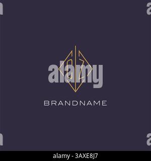 Initial letter CZ logo monogram with diamond rhombus style design ideas vector graphic Stock Vector
