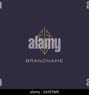 Initial letter FJ logo monogram with diamond rhombus style design ideas vector graphic Stock Vector