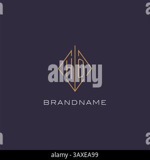 Initial letter HQ logo monogram with diamond rhombus style design ideas vector graphic Stock Vector