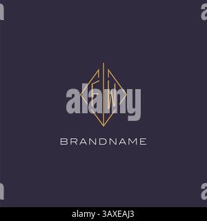 Initial letter FW logo monogram with diamond rhombus style design ideas vector graphic Stock Vector