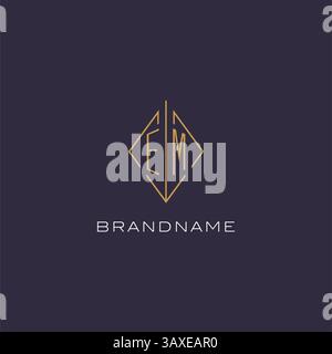 Initial letter EM logo monogram with diamond rhombus style design ideas vector graphic Stock Vector