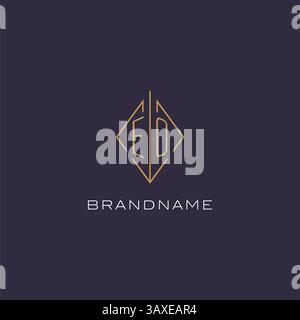 Initial letter EO logo monogram with diamond rhombus style design ideas vector graphic Stock Vector