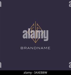 Initial letter EF logo monogram with diamond rhombus style design ideas vector graphic Stock Vector