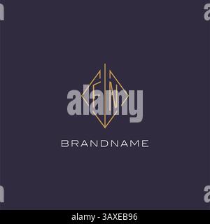 Initial letter FN logo monogram with diamond rhombus style design ideas vector graphic Stock Vector