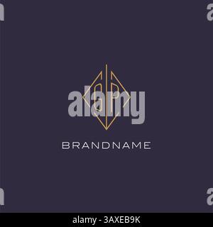 Initial letter GP logo monogram with diamond rhombus style design ideas vector graphic Stock Vector