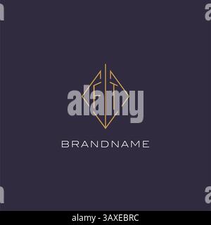Initial letter FT logo monogram with diamond rhombus style design ideas vector graphic Stock Vector