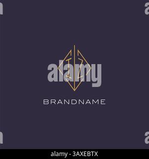 Initial letter IZ logo monogram with diamond rhombus style design ideas vector graphic Stock Vector