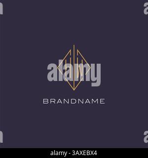 Initial letter HW logo monogram with diamond rhombus style design ideas vector graphic Stock Vector