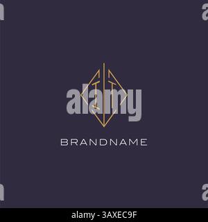 Initial letter IT logo monogram with diamond rhombus style design ideas vector graphic Stock Vector