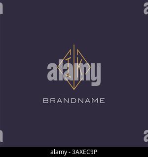 Initial letter IK logo monogram with diamond rhombus style design ideas vector graphic Stock Vector