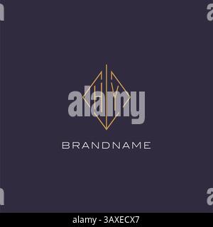 Initial letter HY logo monogram with diamond rhombus style design ideas vector graphic Stock Vector
