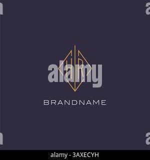 Initial letter HR logo monogram with diamond rhombus style design ideas vector graphic Stock Vector
