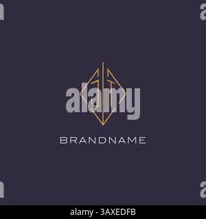 Initial letter JT logo monogram with diamond rhombus style design ideas vector graphic Stock Vector