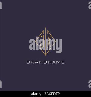 Initial letter JX logo monogram with diamond rhombus style design ideas vector graphic Stock Vector