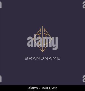 Initial letter II logo monogram with diamond rhombus style design ideas vector graphic Stock Vector
