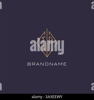 Initial letter IP logo monogram with diamond rhombus style design ideas vector graphic Stock Vector
