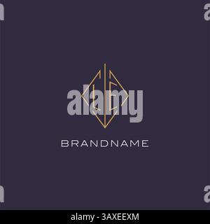 Initial letter LE logo monogram with diamond rhombus style design ideas vector graphic Stock Vector