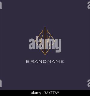 Initial letter KK logo monogram with diamond rhombus style design ideas vector graphic Stock Vector