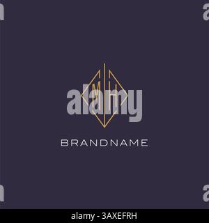 Initial letter MH logo monogram with diamond rhombus style design ideas vector graphic Stock Vector