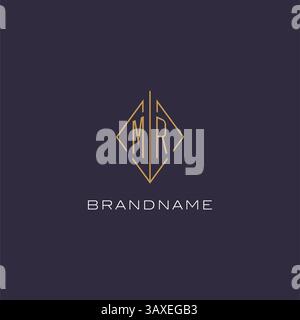 Initial letter MR logo monogram with diamond rhombus style design ideas vector graphic Stock Vector