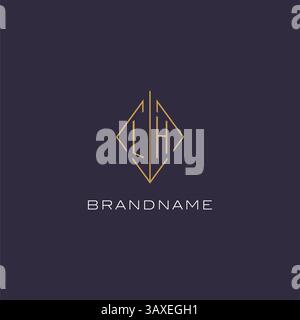 Initial letter LH logo monogram with diamond rhombus style design ideas vector graphic Stock Vector