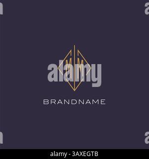 Initial letter MM logo monogram with diamond rhombus style design ideas vector graphic Stock Vector