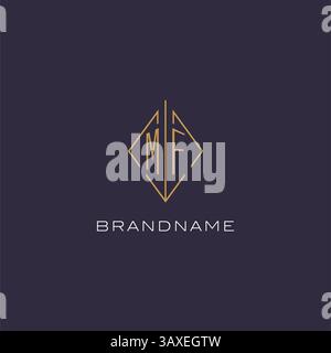 Initial letter MF logo monogram with diamond rhombus style design ideas vector graphic Stock Vector