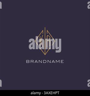 Initial letter KA logo monogram with diamond rhombus style design ideas vector graphic Stock Vector