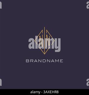 Initial letter NN logo monogram with diamond rhombus style design ideas vector graphic Stock Vector