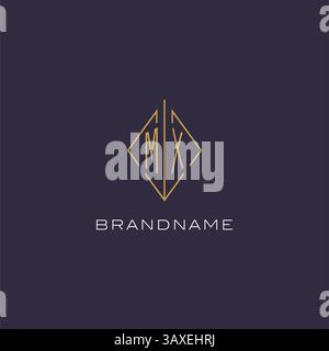 Initial letter MX logo monogram with diamond rhombus style design ideas vector graphic Stock Vector