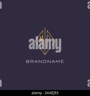Initial letter MP logo monogram with diamond rhombus style design ideas vector graphic Stock Vector