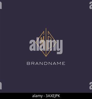 Initial letter MD logo monogram with diamond rhombus style design ideas vector graphic Stock Vector
